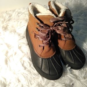 Cat & Jack Boys Winter Boots Black Brown Size 2 Everyday Duck Boots Rain.